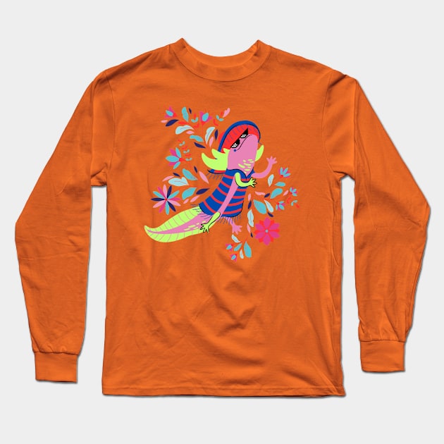 Lizard cute salamanders Long Sleeve T-Shirt by LuluCybril